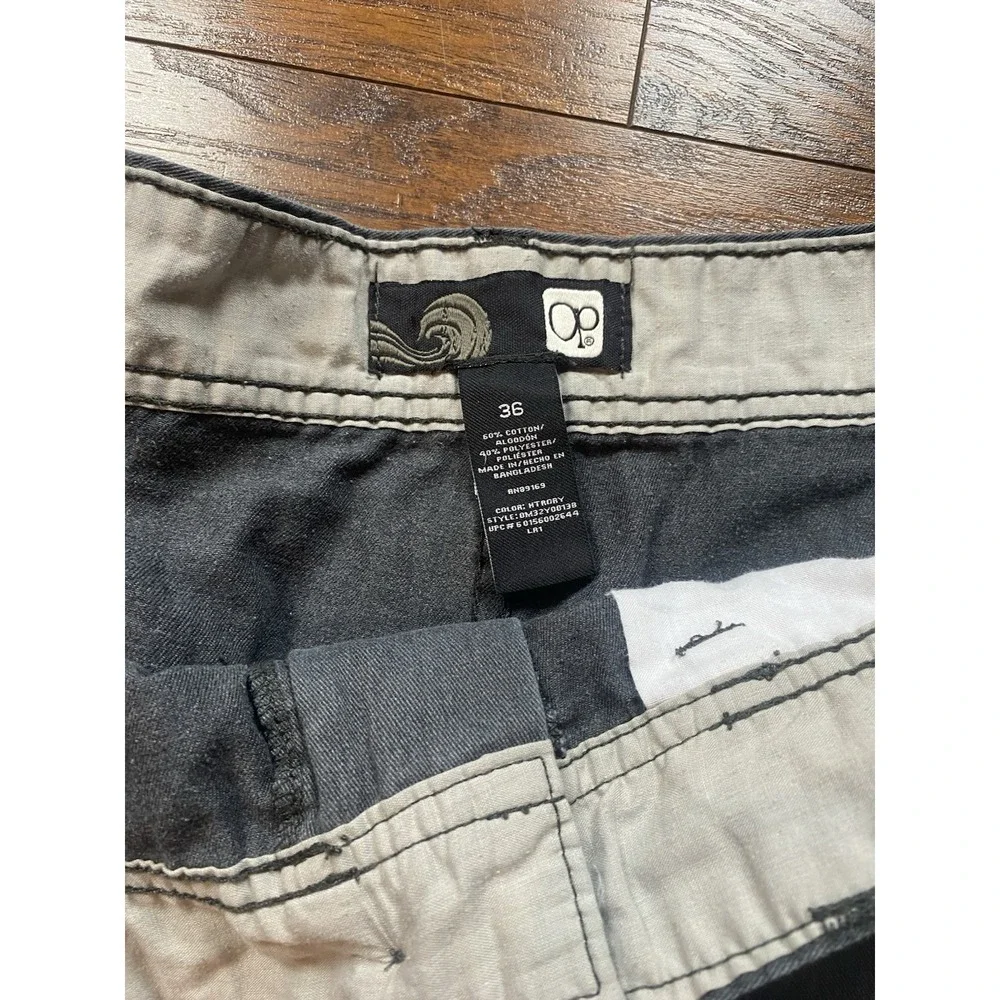 Ocean Pacific OP Mens 36 Heather‎ Charcoal Grey Utility Flat Front Shorts